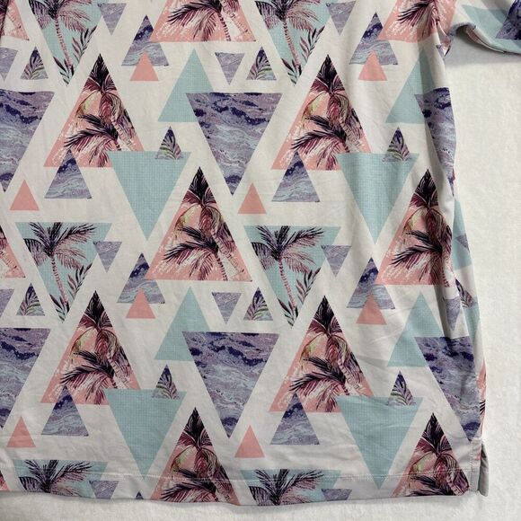 Bad Birdie Polo Shirt Men's Large Triangle Geometric Palm Tree Performance Golf - Picture 14 of 16
